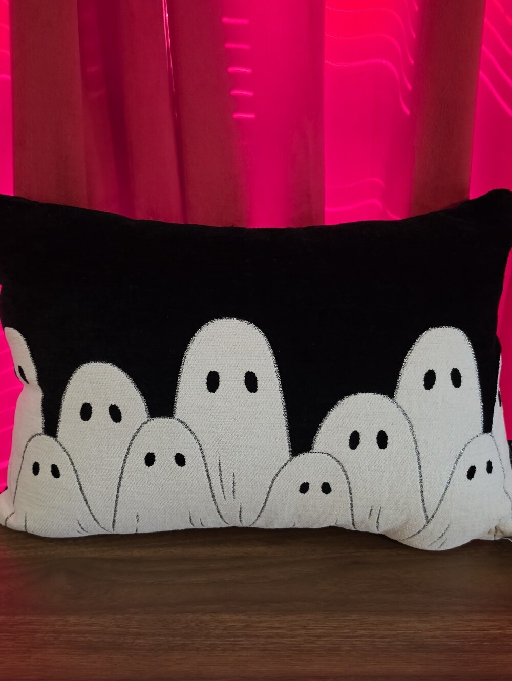 Black and White Velvet Ghost Pillow - Halloween Pillow Nicole Miller NWT
